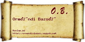 Ormándi Bazsó névjegykártya